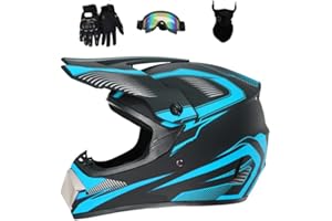 Senhill Casco da motocross Casco DOT Casco ATV Offroad Casco Dirt Bike per giovani unisex Casco da moto con Guanti Occhiali Maschera