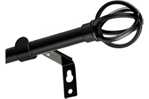 WIDYANA Black Curtain Pole Set 70-110cm, Extendable Curtain Pole for Eyelet Curtains, 16mm Diameter Adjustable Curtain Pole for Dining Room, Bedroom, Living Room and Kitchen