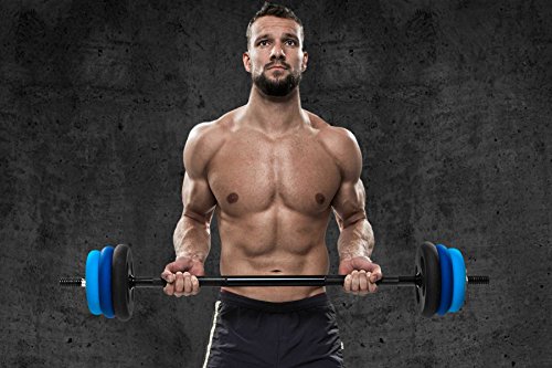 Langhantel mit Federverschluss inklusive Hantelscheiben (Gewichte) aus 100% Gusseisen in unterschiedlichen Varianten 6kg 10kg 12kg 20kg - 8