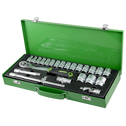 Proteco-Werkzeug® Profi-Steckschlüsselsatz Steckschlüsselkasten 1 2 Zoll 24 Teile Ratschenkasten Knarrenkasten