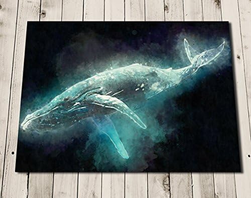 Whale Painting Print - Blue Whale Art Poster - Nautical Decor - Sea Life - Ocean Blue Art
