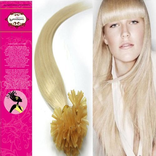 16'' Pre Bonded Tipped Hair Nail Tip U-tip 100% of Real Remy Human Hair Extensions 100s 60 Platinum Blonde 0.4g/s Beauty Popular Style