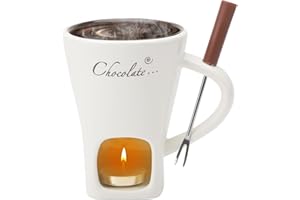 Chokladfondue kopp keramik chokladfondue med gafflar, 200 ml keramisk chokladfonduset set, kopp för smältning av choklad, fonduset med gaffel och värmeljus för ost choklad smör karamell