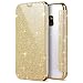 Produktbild Lederhülle für Samsung Galaxy S7 Edge Hülle Glitzer PU Leder Flip Etui mit Silikon Transparent TPU Weich Case, Coollee 360 Grad Ultra Dünn Ledertasche im Book Style Klapphülle Brieftasche Kunstleder Handyhülle mit Ständer Kickstand Card Slot Karteneinschub Magnetic Handytasche Zubhör Schale Vorne Hinten Ganzkörper Schutz Mädchen 3D Bling Strass Kristall Glänzende Cover Stoßfest Bumper, Gold