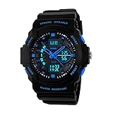 Digitale Sportuhr, elektronisch, wasserdicht, Digital- und Zeigeranzeige, multifunktional, japanisches Quarz-Uhrwerk, Hintergrundbeleuchtung