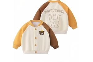 Wiwindi Baby Clothes Casual Baseball Jacket with Cartoon Patterns - Spring & Autumn Outerwear for Toddler Boys & Girls, Kids' Top 6Months-7Years
