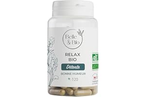 BELLE & BIO COMPLEXE DETENTE & SOMMEIL - RELAX BIO - Aubépine, Valériane, Passiflore & Lavande Bio - Certifiés Ecocert - 120 gélules - Cure 2 mois - BELLE&BIO - Fabriqué en France