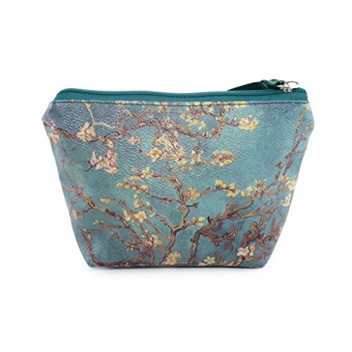 TaylorHe Make-up Bag Cosmetic Case Toiletry Bag Printed PVC zipped top Vintage Green Floral Blossoms Small