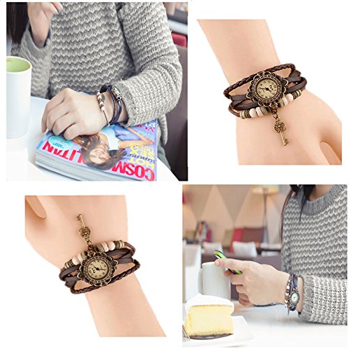 Hosaire 1 Stück Armband Weisezusätze Vintage Leder Damen Quarz Bracelet Uhr - 4