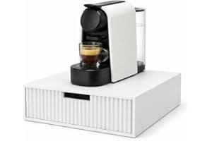 Porta Cialde Bianco con Cassetto e Ripiano Resistente - Organizer in Legno Classico Minimal per Cialde, Capsule e Tisane – Porta Capsule di Design per Caffè – Ideale per Cucina, Ufficio, B&B (bianco)