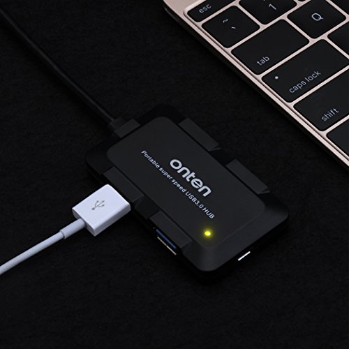 Elinker® USB 3.0 Daten Hub 4 Port USB mit LED Hohe Geschwindigkeit Übertragungsraten bis zu 5 Gbps für MacBook, Mac Mini, PC, Laptops (Schwarz) - 7