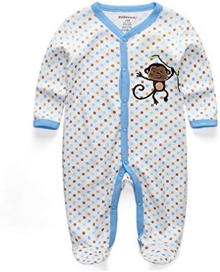 Kiddiezoom Baby Boy Rompers Sleepsuit Outfit Infant Bodysuit Sleepwear Little Monkey Playsuits Babe Jumpsuits Innocent Clothing (0-3Months)