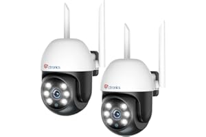 Ctronics 2PCS Caméra Surveillance WiFi Exterieure, 1080P PTZ Caméra IP WiFi avec Suivi Auto Détection Humaine 350°90° Vision Nocturne Couleur 20M Audio Bidirectionnel IP66 Étanche(1 Pouce)