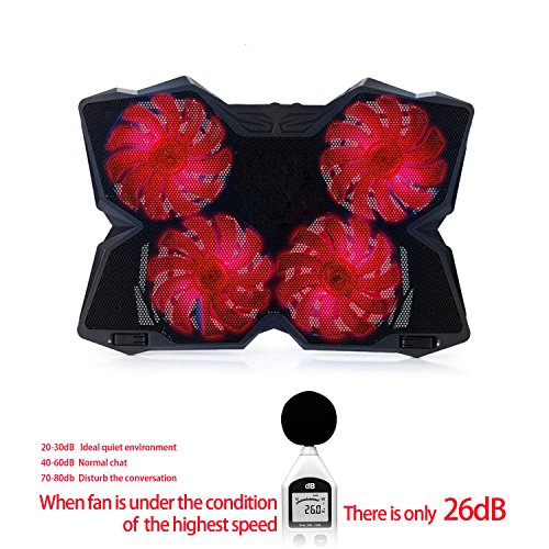 Novonest Laptop Kühler 17 Zoll Notebook Cooler Ständer Cooling Pad mit USB Port und 4 LED Lüftern Kühlpad Kühlmatte für Macbook Laptop Notebook - 2