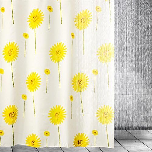 Polyester Shower Curtain Set With Hooks White Bath curtain, Yellow Sun Flowers Sunflower Pattern Waterproof No Transparent Washable Bathroom Washroom Shelter Enough Rings , 240*200cm