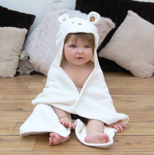 Bathing Bunnies Teddy Baby Hooded Towel Cream White