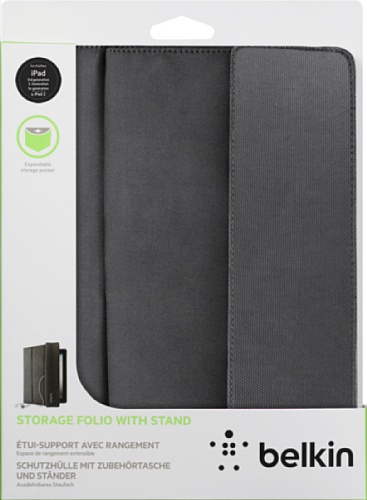 Belkin Storage F8N747cwC00 PU Kunstveloursleder Folio (Standfunktion, separates Stauchfach, geeignet für iPad 4/2/3 3rd Generation) schwarz - 2