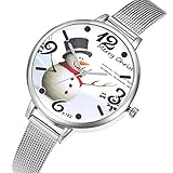 ICNCVKX Damenuhr, Frau Analoguhr, Quarz 30m wasserdicht, Lederband und Kristall, Zifferblatt Analog Handgelenk, Kleine Zifferblattuhr, Luxusuhr Weihnachten (SilverA)