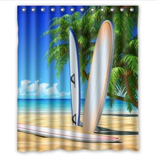 DAMEILIN Fresh Surfboards Pattern Design Custom 100% Polyester Waterproof Shower Curtain 60 x 72