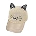 Produktbild Btruely Baseball Cap Unisex Karikatur Kappe Sommer Mütze Damen Snapback Einstellbar Netzkappe Katzenohren Hut Herren Vintage Baseball Cap Jungen Hip Hop Hut Maschen Sonnenhüte (Ein Größe, Beige)