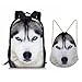 Produktbild showudesigns Student Schule Set umfasst Schultasche Rucksack Tasche mit Kordelzug Amimal Muster M Husky Set