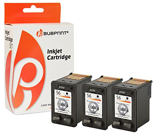 3 Druckerpatronen kompatibel für HP 56 black