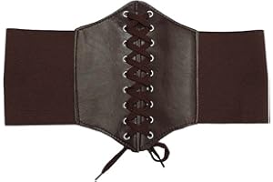 Daimay Retro Tied Corset Elastic Waist Belts Womens Vintage Lace-up Cinch Waistband Waspie Waist Belt Bandage Elasticity Girdle Wrap for Women and Girls – Brown