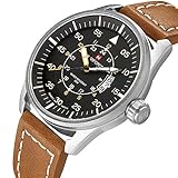 Herren Analog Quarz Handgelenk Uhren braun mit Lederband Auto Datum Luminous hands- 30 m Wasserdicht