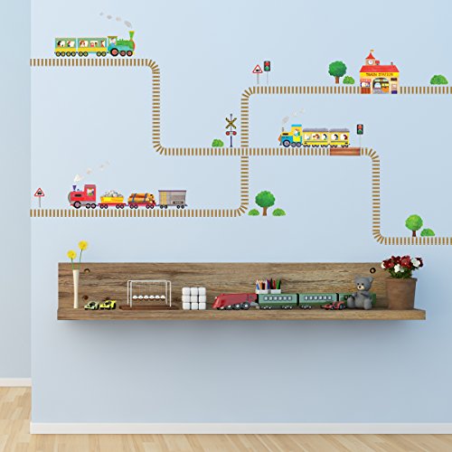 Decowall DW-1504 Züge & Gleise Wandsticker Wandaufkleber Wandtattoo Kinderzimmer - 6
