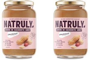 NATURAL ATHLETE NATRULY Crema de Cacahuete Crunchy Sin Azúcar, Vegana, Sin Gluten, Sin Lactosa, 100% Cacahuete -Pack 2x500g
