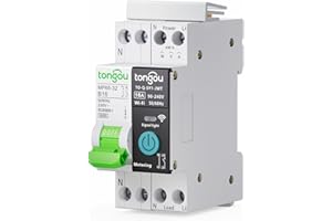 TONGOU Disjoncteur wifi Commutateur- 16A | Compteur d'Énergie rail din wi-fi | Intelligent Disjoncteur Type de Relais Interrupteur Connecté avec Wattmètre | Telerupteur wifi Smart life Tuya