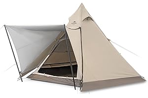 Naturehike Tipi Tente pyramidale pour 3 à 4 personnes, imperméable, coupe-vent, facile à monter, pour l'extérieur, le camping, les familles