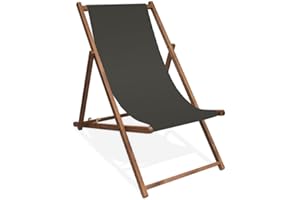 MultiBrands Liegestuhl, Holz, Anthrazit ohne Armlehne mit dunkelbrauner Lasur, klappbar