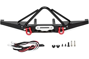 INJORA RC Paraurti Metallo Front Bumper Set RC Accessori per 1:10 RC Crawler Axial SCX10 e SCX10 II 90046 90047 (Nero)