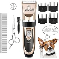 Oneisall Haustier Grooming Clipper Kits Geräuscharmer Haarschneidemaschine Hund und Katze wiederaufladbare drahtlose elektrische leise Tierhaarschneider