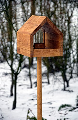 Luxus-Vogelhaus 46601e Eiche-Vogelfutterhaus mit Ständer, Satteldach, Futtertablett und Silo - 6