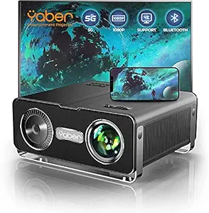 YABER V10 5G WiFi Bluetooth Projector 9500L Full HD Native 1080P Projector [Carrying Bag Included] Support 4K, 4-Point Keystone&Zoom, Home Theater&Outdoor Video Projector for iOS/Android/PC/PPT/PS5