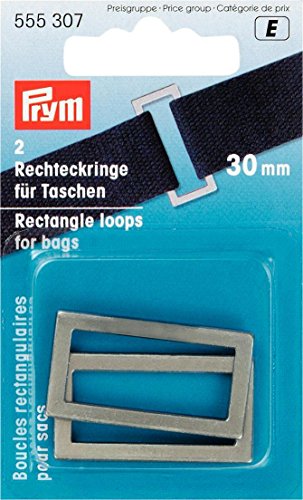 Prym Antique Silver-coloured 30mm Rectangle Loops for Bags & Straps (2pc), Metal, 9.5 x 6 x 0.5 cm