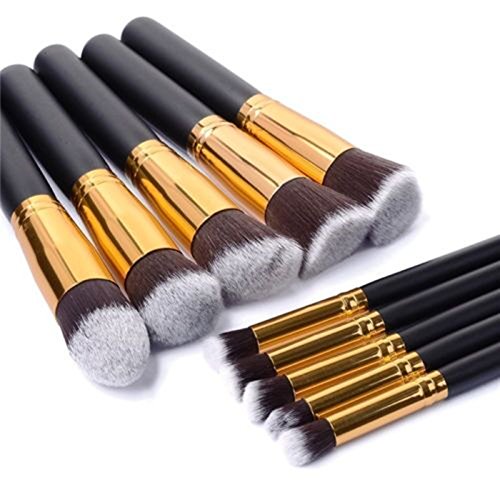 Eleacc 10tlg Make UP Pinsel Pinselset Gesichtspinsel Schminkpinsel Kosmetikpinsel Kosmetik Brush Schwarz - 5