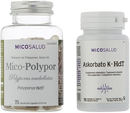 Hifas da Terra Natural Cleansing Combo Pack contains 62 x Askorbato K-HdT Tablets and 70 x Mico-Polypor Capsules