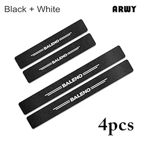 ARWY 4PCS Car Sticker Universal Anti-Scratch Door Sill Car Decal for Car Sticker Decal for - BALENO (Black+White)