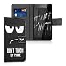 Produktbild kwmobile Wallet Case Kunstlederhülle für Microsoft Lumia 650 - Cover Flip Tasche in Don't touch my Phone Design mit Kartenfach und Ständerfunktion in Weiß Schwarz