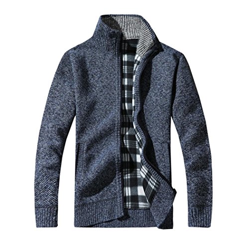 Preisvergleich Produktbild Elecenty Herren Jacke Sweatshirt strickpullove strickjacke strickmantel Strickwaren Reißverschluss Mantel Bomberjacke Winterjacke Männer Übergangsjacke Schwere Winterpullover (L, Blau)