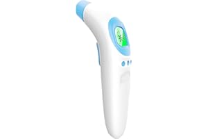 HOLSHOP Blanc_𝗧herm𝗼metre_𝗙rontal et Auriculaire, 𝗧herm𝗼mètre_𝗙rontal Sans Contact, Écran LCD, Alarme de Fièvre pour Enfant, Bebe, Adulte