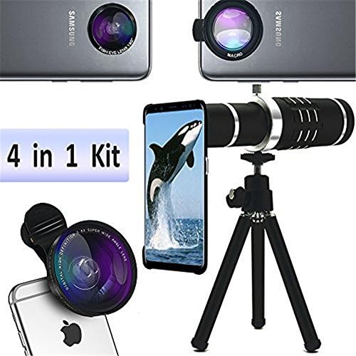 Samsung Telephoto Lens,Lingwei Phone Camera Lens Kits with 18X Telescope Lens / Wide Angle Lens / Fisheye Lens / Macro Lens / Universal Clip (Samsung Galaxy S8/S8+)