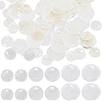 SUNNYCLUE 1 Box 180Pcs Round Capiz Shell Charms Bulk Shell Pendants Mussel Beads Flat Round Natural White Coin Mother of Pearl Seashell Charms for Jewellery Making Charms Earrings Home Decor DIY Craft