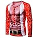 Produktbild Oliviavan,Männer Herbst Winter Weihnachten Druck Top Männer langärmelige T-Shirt Bluse Cosplay Muskulöser Mann Herren Slim Fit Kapuzenpullover 3D Druck Sweatshirt Pullover