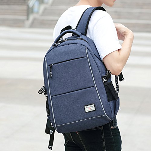Travistar Oxford Herren Rucksack Jungen Schulrucksack Teenage Laptop Rucksack mit USB Ladeport fit 15 Zoll Laptop