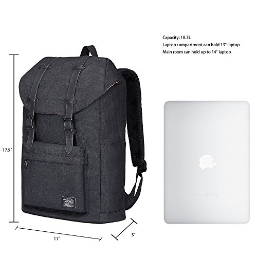 Rucksack Damen Herren Vintage KAUKKO Reiserucksack Studenten Rucksack Laptop Rucksack f  r 14  Notebook L  ssiger Daypacks Schultaschen of 2 Side Pock