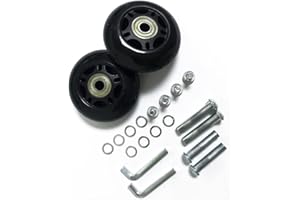 LOTOWELZON 1 paio di ruote di ricambio per bagagli, colore nero, 64/68/70/75/80/84/90 mm, spessore 24 mm, con cuscinetti a sfera da 8 mm, kit di riparazione ABEC 608zz per valigie e pattini in linea e skateboard